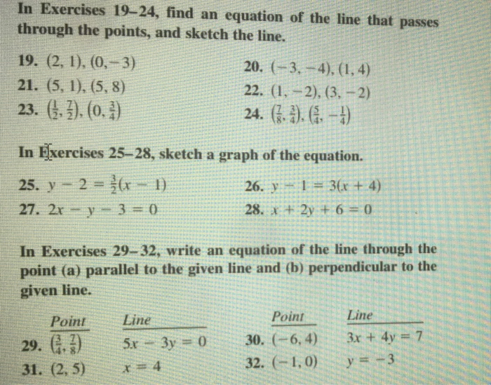 Solved In Exercises 19 24 Find An Equation Of The Line That Chegg Com