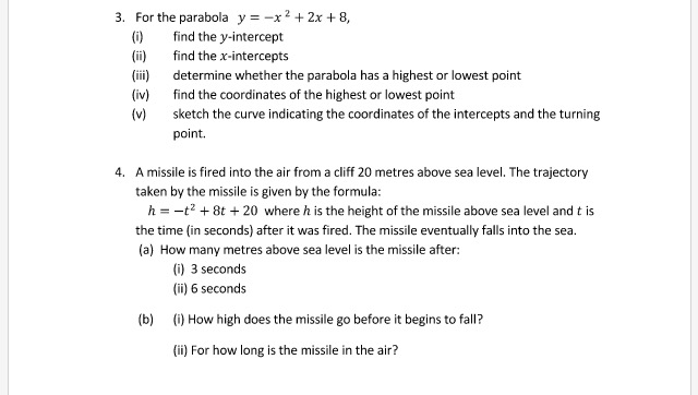 Solved 3 For The Parabola Y X2 2x 8 I Ind The Chegg Com