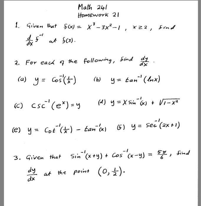 Math 24 Homework 21 1 Given That F X X 3x2 1 X Chegg Com