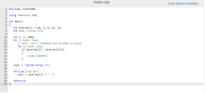 Bubble sort in C++