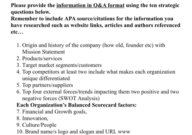 Provide The Information In Q&A Format Using The Te... | Chegg.com