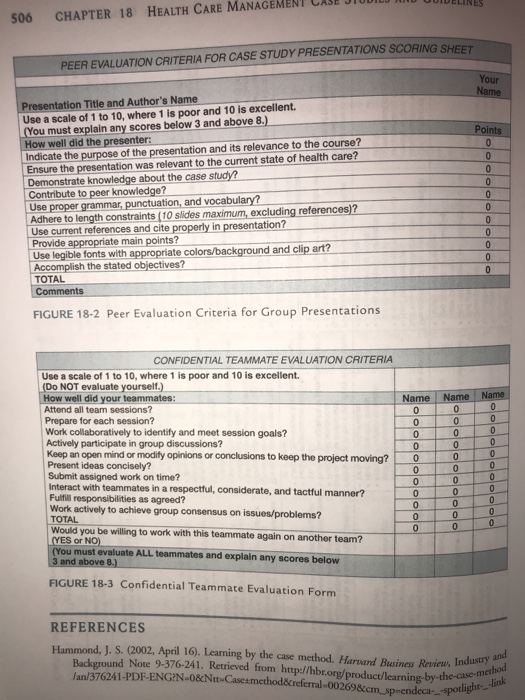 Evaluation criteria for case study presentation image