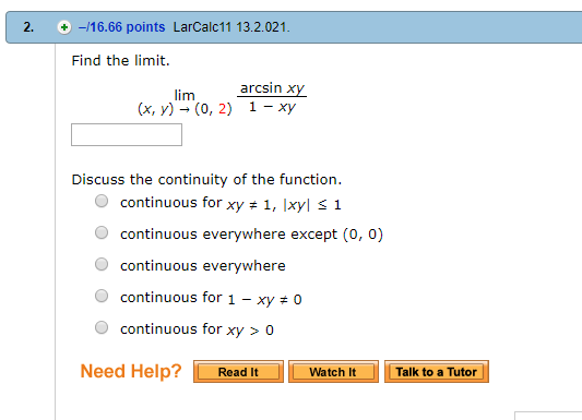 Solved 2 16 66 Points Larcalc11 13 2 021 Find The Limit Chegg Com