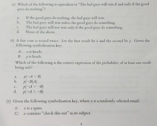Solved S Which Of The Following Is Equivalent To The B Chegg Com