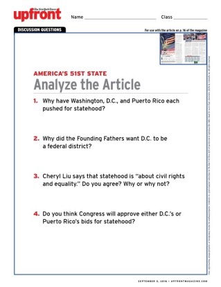 Solved upfront AMERICA'S 51ST STATE Analyze the Article 1. | Chegg.com