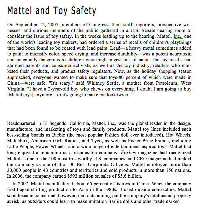 mattel and toy safety case study