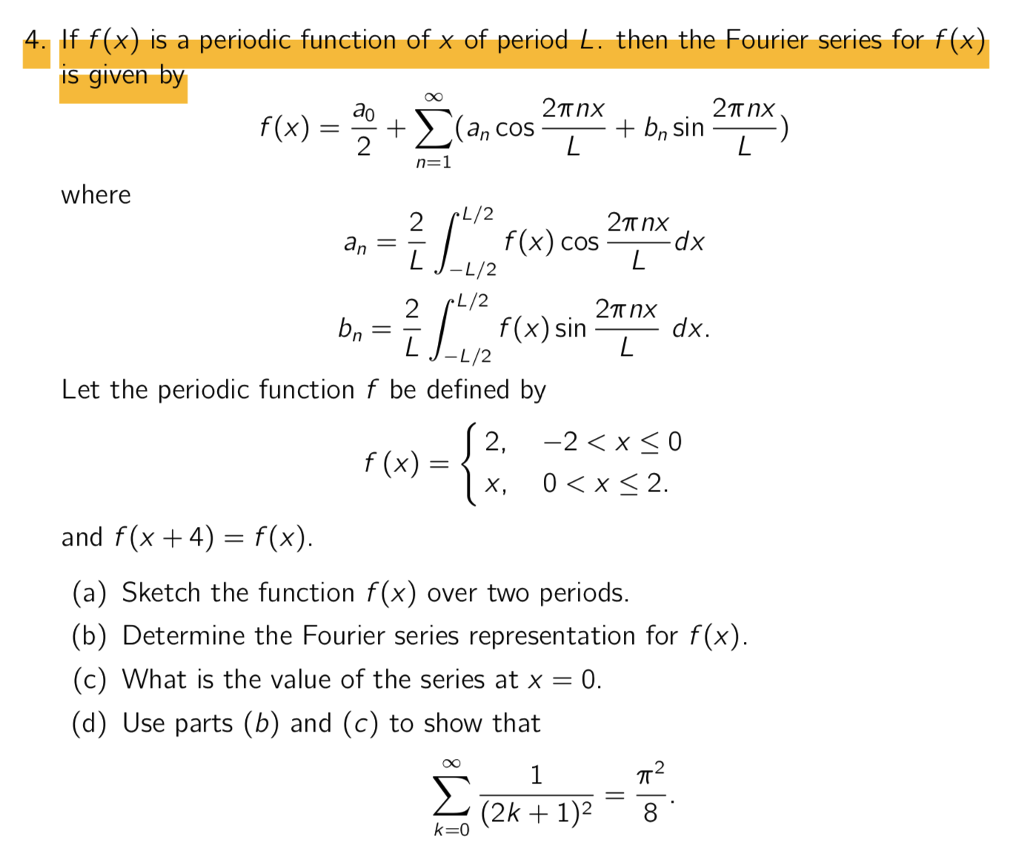 Solved 4 If F X Is A Periodic Function Of X Of Period L Chegg Com