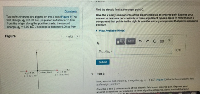 Solved Find The Electric Field At The Origin, Point O Con