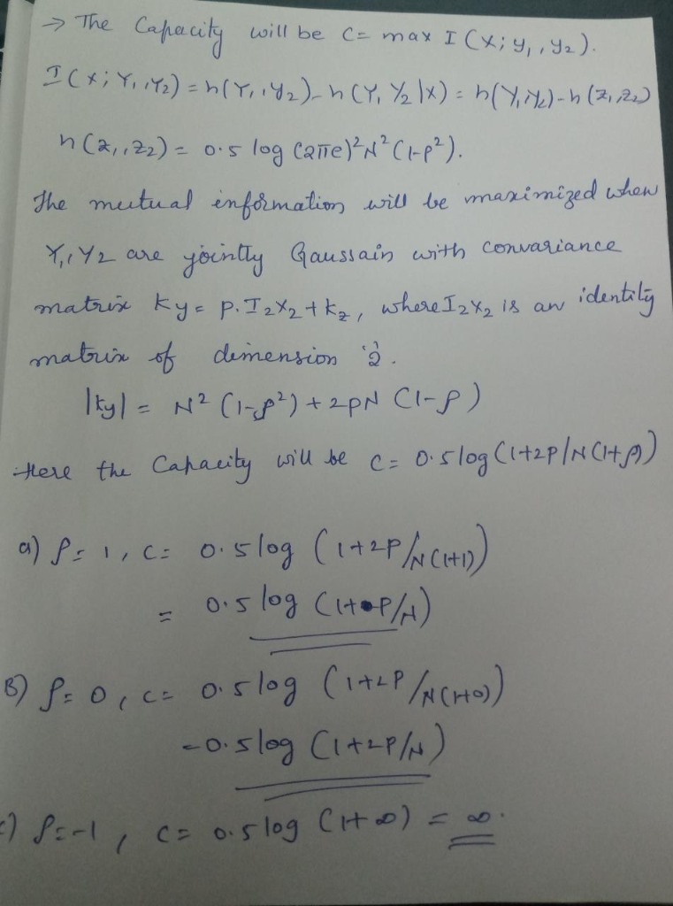 Solved 92 Two Look Gaussian Channel Consider Ordinary Gaussian Channel Two Correlated Looks X Y Y Q