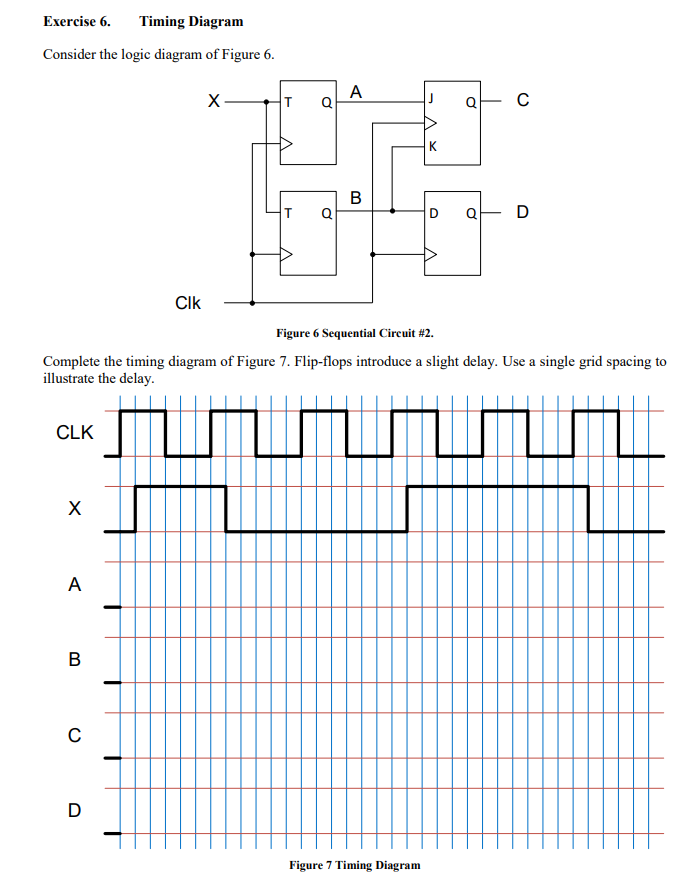 Exercise 6.Timing Diagram Consider the logic diagram of Figure 6. J a QC T Q T Q Clk Figure 6 Sequential Circuit #2. Complete