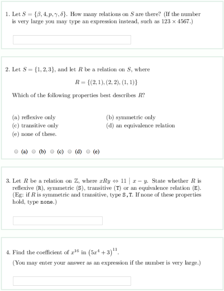 Solved 1 Let S B 4 P G D How Many Relations On Chegg Com