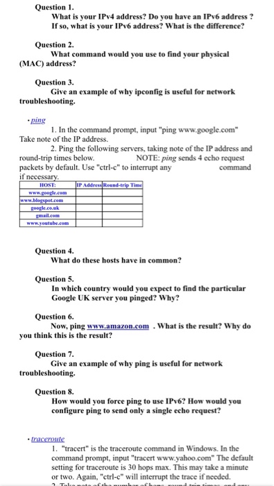 Solved Question 1 What Is Your Ipv4 Address Do You Have Chegg Com