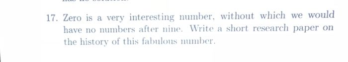 Solved 17 Zero Is A Very Interesting Number Without Whi Chegg Com