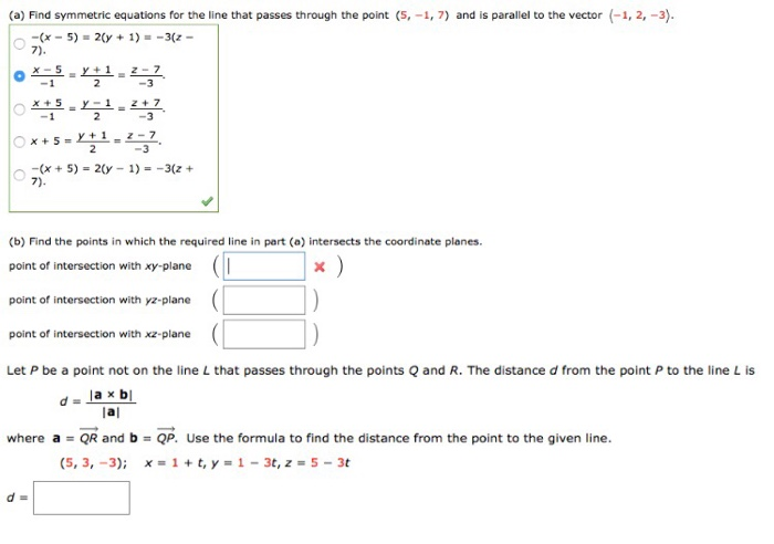 A Find Symmetric Equations For The Line That Passes Chegg Com