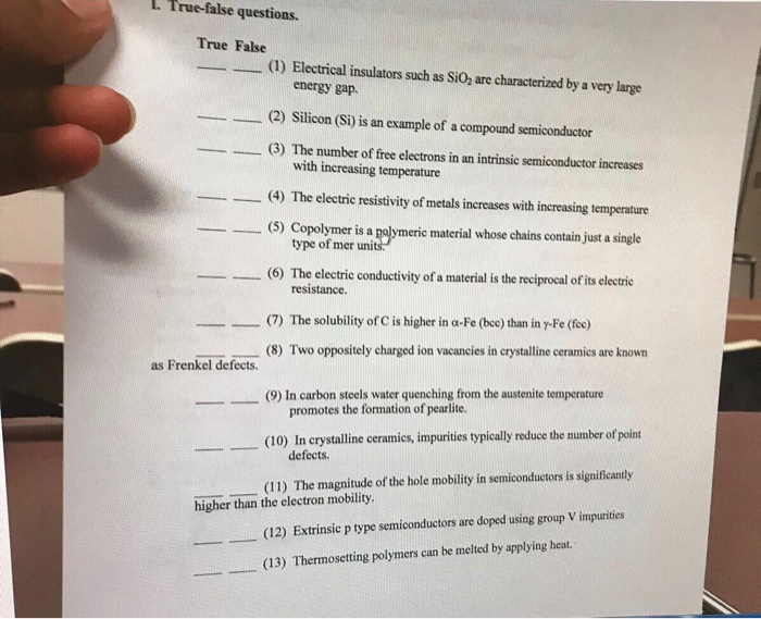 Solved L True False Questions True False 1 Electrical Chegg Com