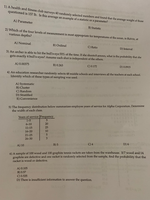 1 A Health And Fitness Club Surveys 40 Randomly Chegg 