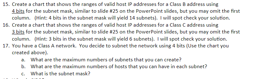 Subnet Mask Chart Ip Addresses