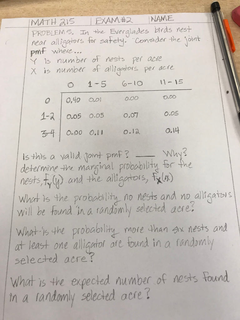 Solved: ... The PROBLEM MATH |EXAM#2 A15 Bi NAME. N Everglades