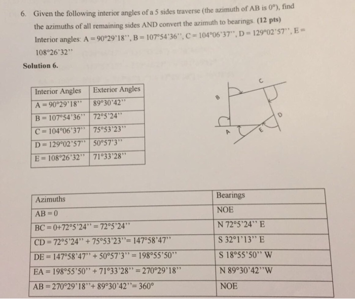 Solved Given The Following Interior Angles Of A 5 Sides T