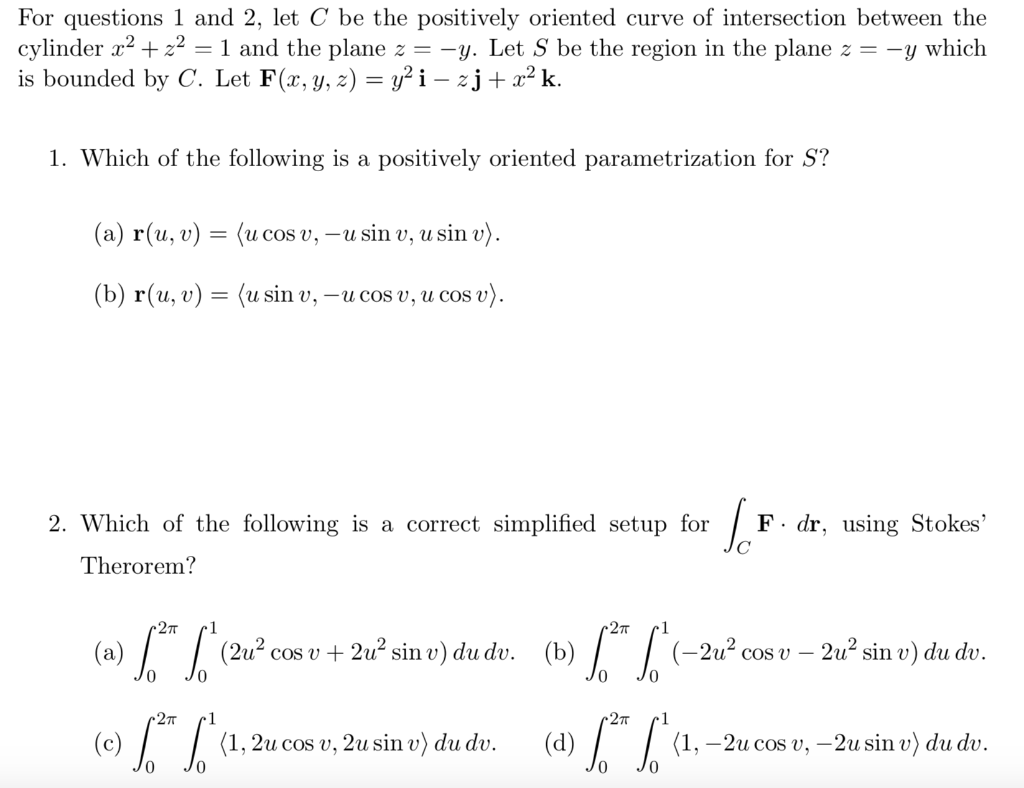 Solved For Questions 1 And 2 Let C Be The Positively Ori Chegg Com