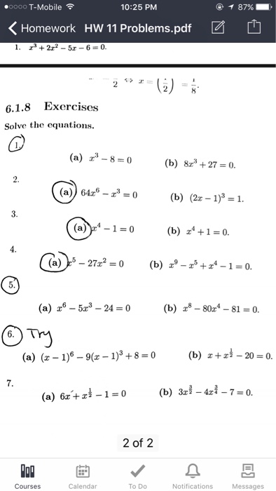 Solved Solve The Equations X 3 8 0 8x 3 27 0 64 Chegg Com