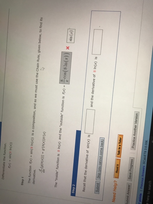 Solved Differentiate The Function X Sin 8 Ln X Step Chegg Com