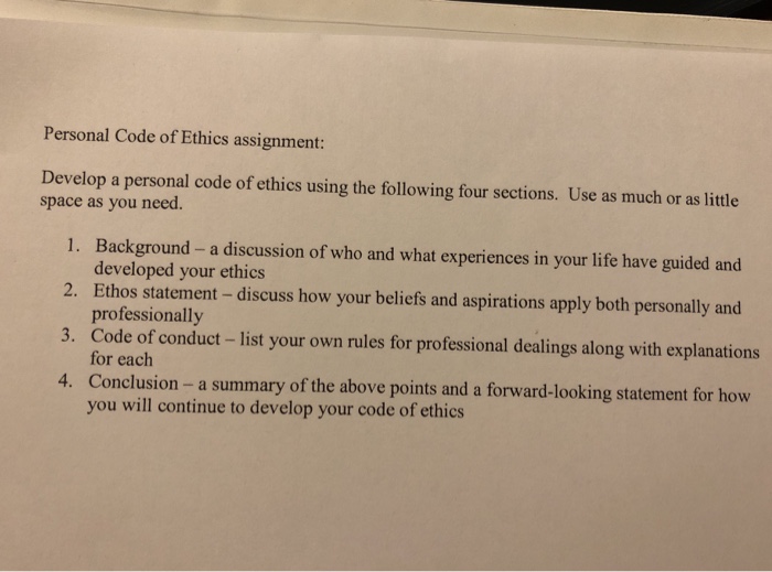 Personal Code Of Ethics