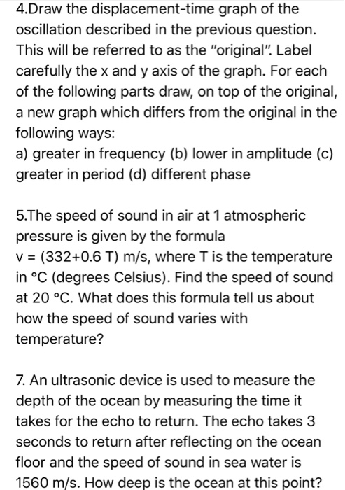 Solved 4 Draw The Displacement Time Graph Of The Oscillat