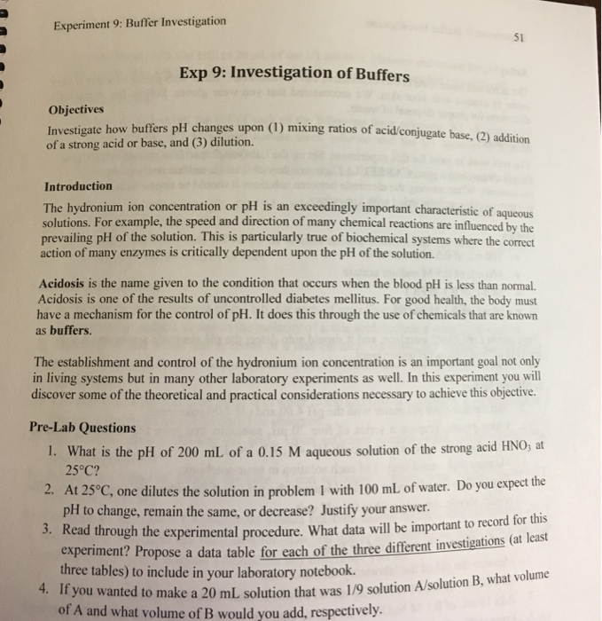 Solved Experiment 9 Buffer Investigation 51 Exp 9 Inves...