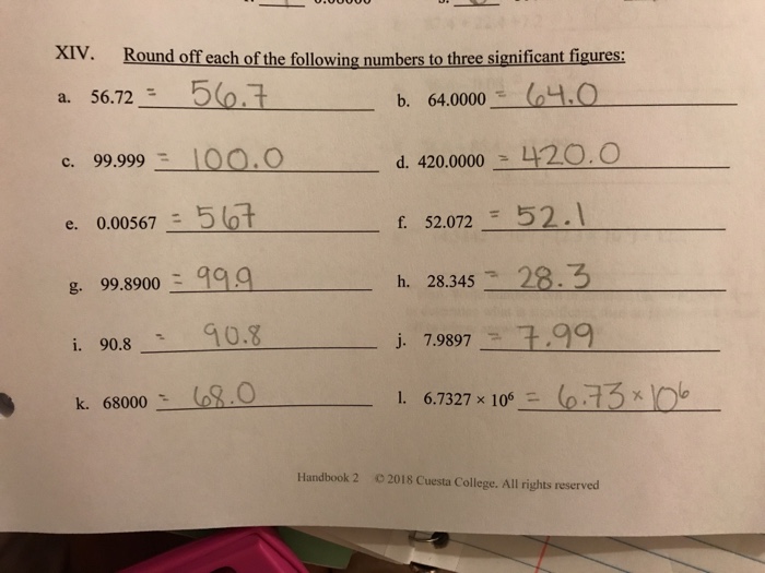 Solved Xiv Round Off Each Of The Following Numbers To Th Chegg Com