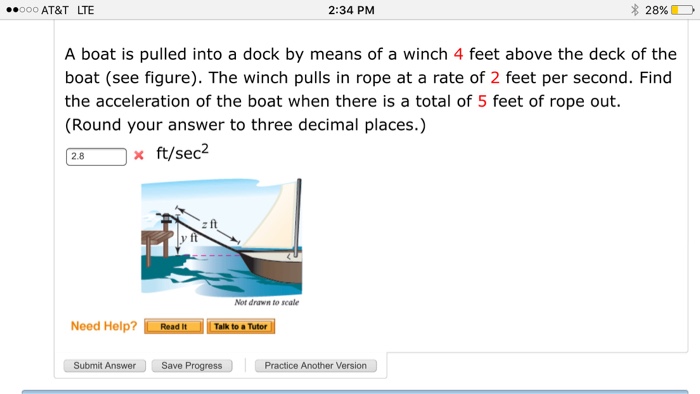 Solved A boat is pulled into a dock by means of a rope