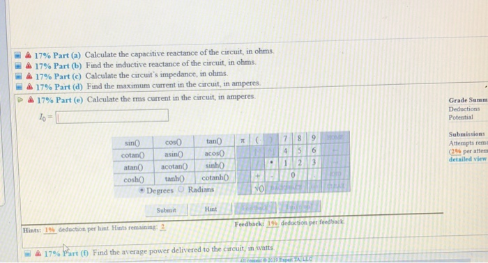 Solved 10 Problem 7 A Series Ac Circuit Contains A Vo Chegg Com