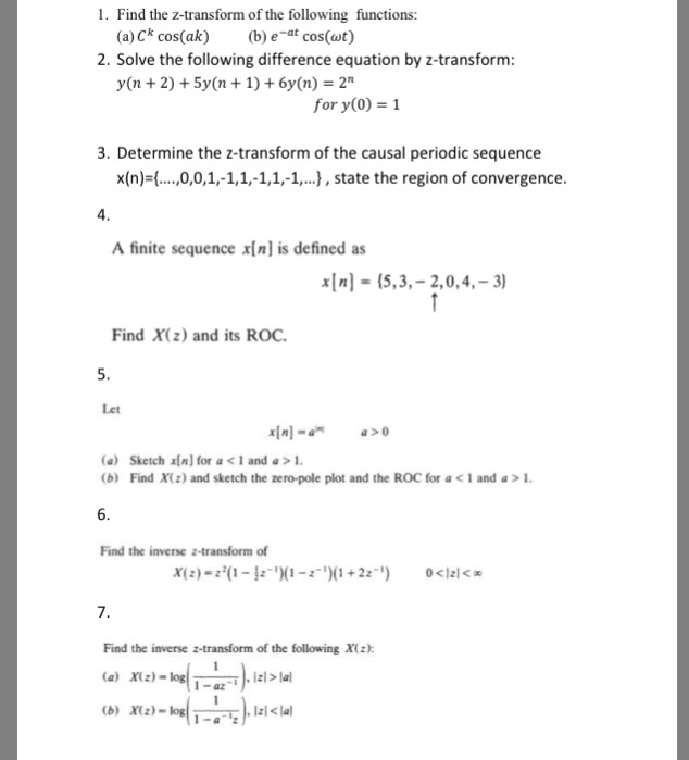 Solved 1 Find The Z Transform Of The Following Functions Chegg Com