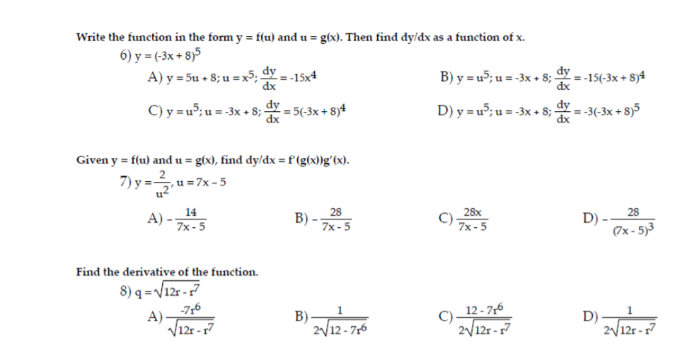 Solved Write The Function In The Form Y F U And U G X Chegg Com