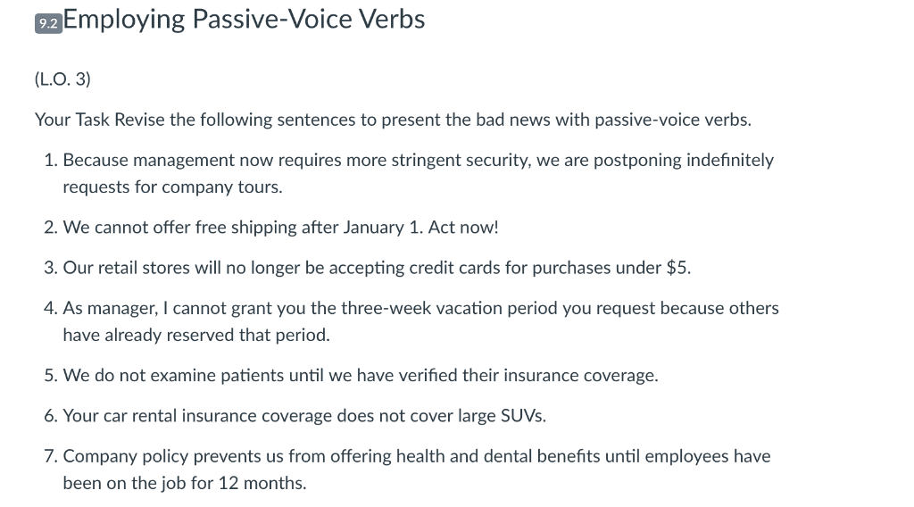 which of the following sentences uses the passive voice
