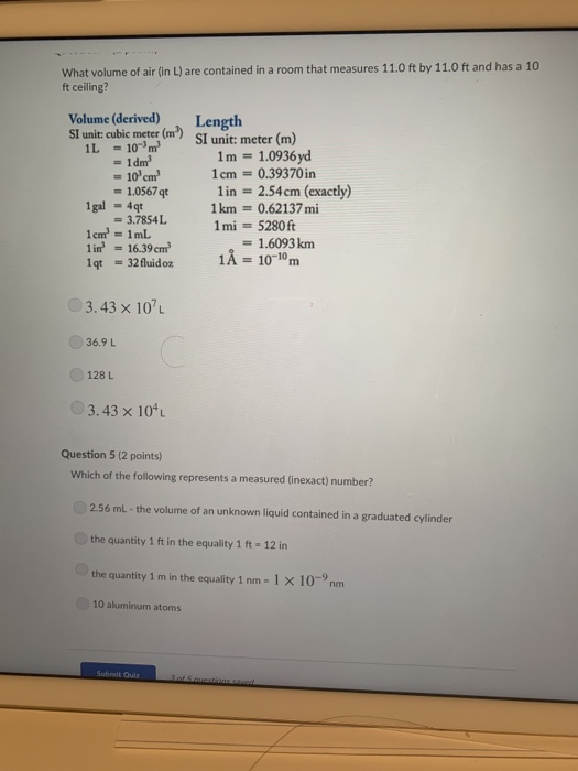 Solved What Volume Of Air In L Are Contained In A Room