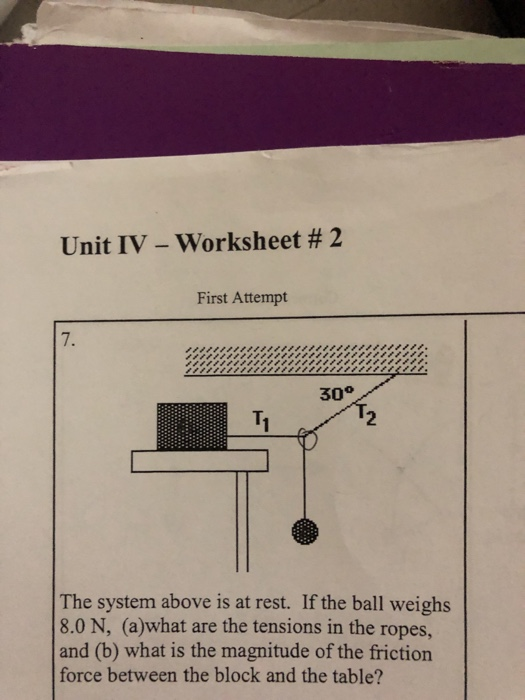 Solved Unit IV-Worksheet # 2 First Attempt 7. 30° 2 The | Chegg.com