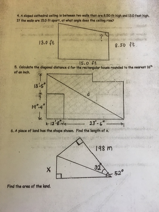 Solved 4 A Sloped Cathedral Ceiling Is Between Two Walls