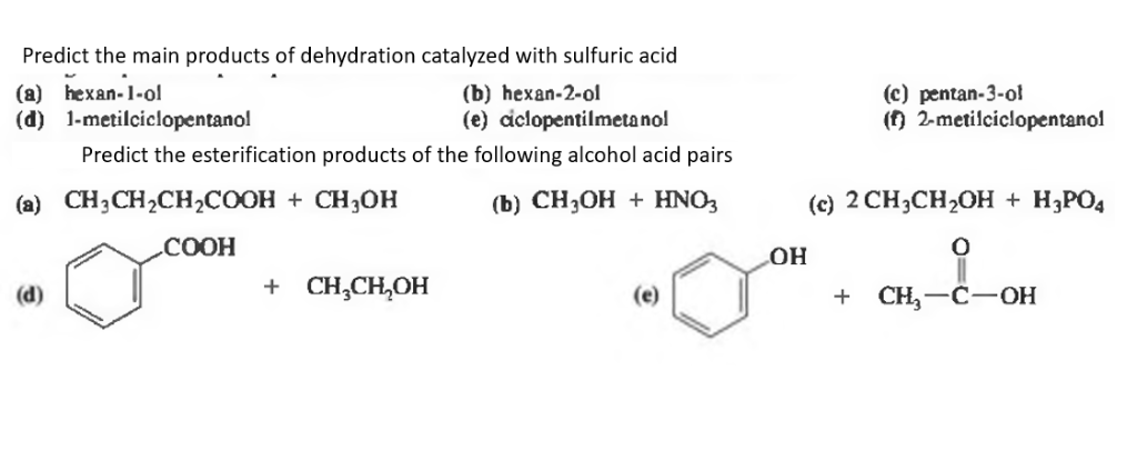 Solved Predict The Main Products Of Dehydration Catalyzed Chegg Com