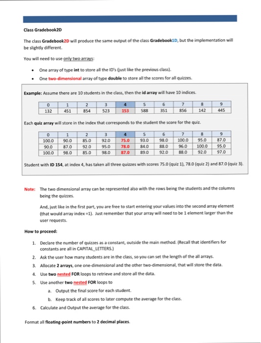 Solved: The Class Gradebook2D Will Produce The Same Output ...