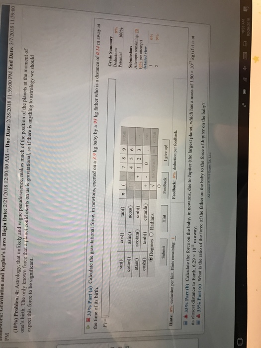 Solved A Calculate The Gravitational Force In Newton S Chegg Com