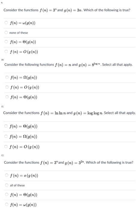 Solved Consider The Functions F N 3 N And G N 3n W Chegg Com