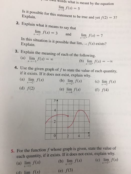 Words What Is Meant By The Equation Lim X Chegg Com