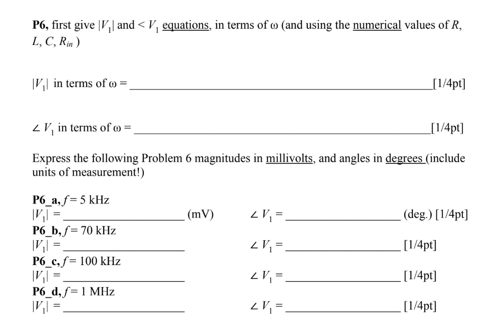 Solved 1 The Input Voltage For The Series Rlc Circuit Sh Chegg Com