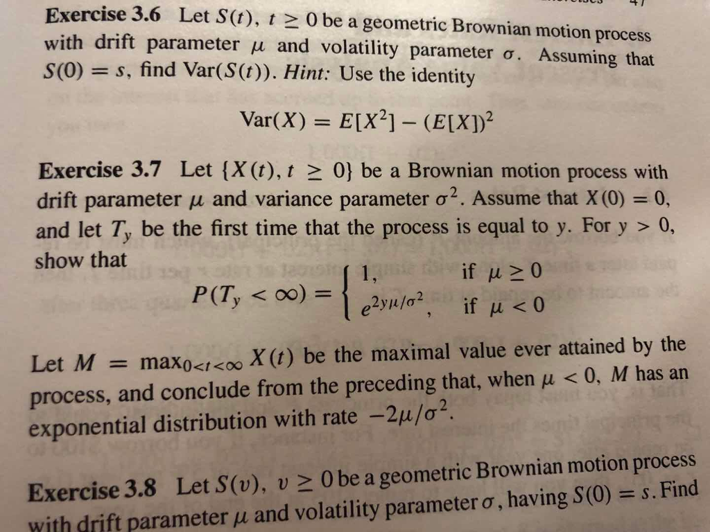 Solved Exercise 3 6 Let S T T 2 0 Be A Geometric Brownian Chegg Com