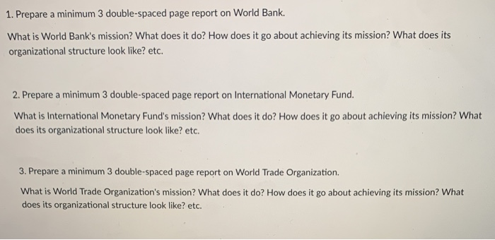 Solved 1 Prepare A Minimum 3 Double Spaced Page Report O