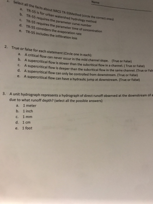 Name L Select All The Facts About Nrcs Tr Ssmethod Chegg Com