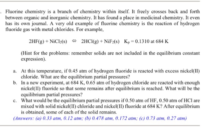 Solved Fluorine Chemistry Is A Branch Of Chemistry Within Chegg Com