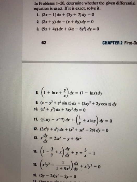 Solved In Determine Whether The Given Differential Equation Chegg Com