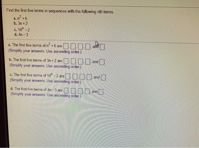 Solved Find The First Five Terms In Sequences With The Chegg Com